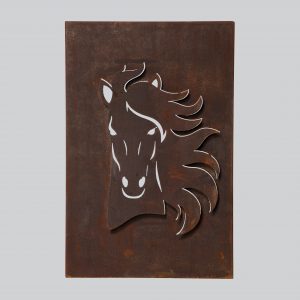 Quadro Decorativo de Aço Corten 3D Horse Cavalo Ferrugem