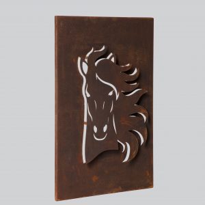 Quadro Decorativo de Aço Corten 3D Horse Cavalo Ferrugem