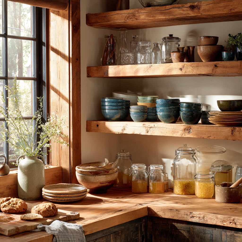 Prateleiras rústicas para cozinhas: veja como usá-las
