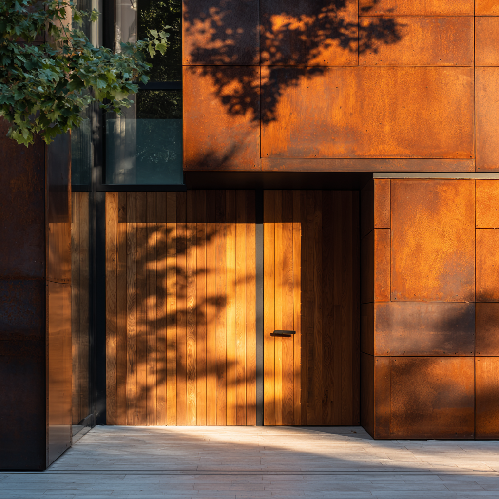 Aço corten e madeira