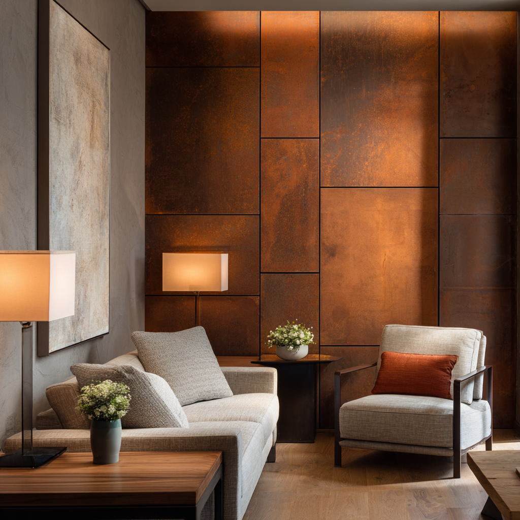 aço corten em interiores